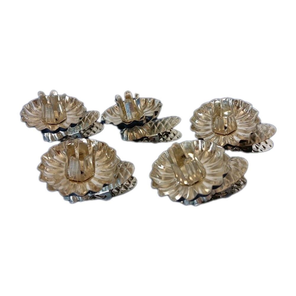 Metal Christmas Tree Clip On Flower Candle Holders Small Lot 5 VTG Holiday Decor
